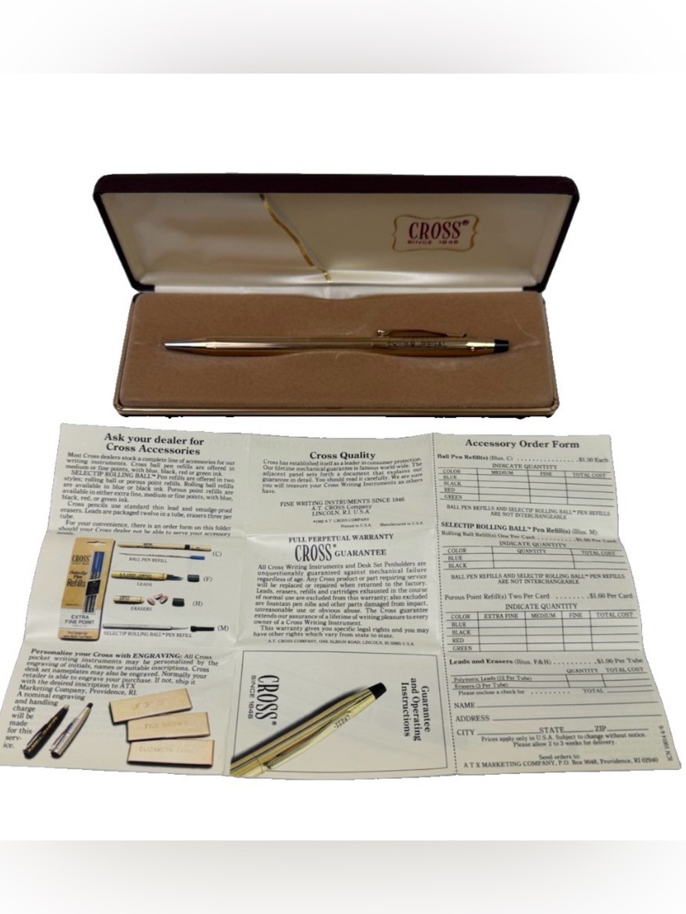 VTG Cross Classic Century Ballpoint Pen 10KT- Chivas Regal Box Sleeve For Parts/